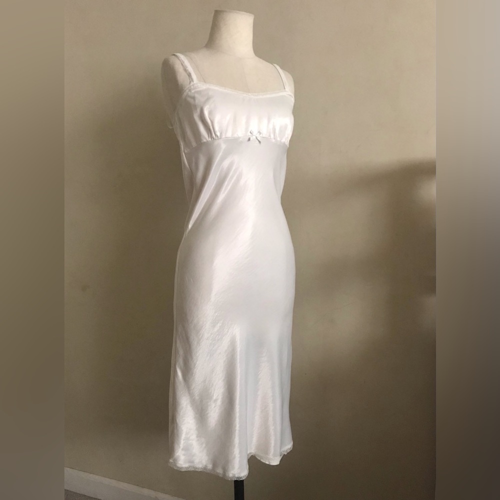 UNIF White Satin Chemise with Spaghetti Straps